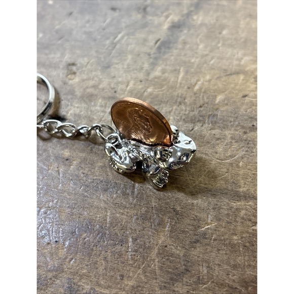 Other - Lucky Frog Sitting Lottery Scratcher Silver Toned Keychain  Lincoln Penny